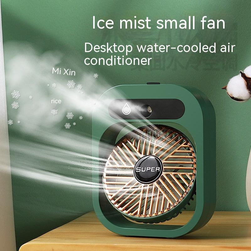 Portable Misting Fan Air Cooler — USB Rechargeable Desk Fan with 3 Wind Speeds & Humidifier Spray | For Home, Office & Travel